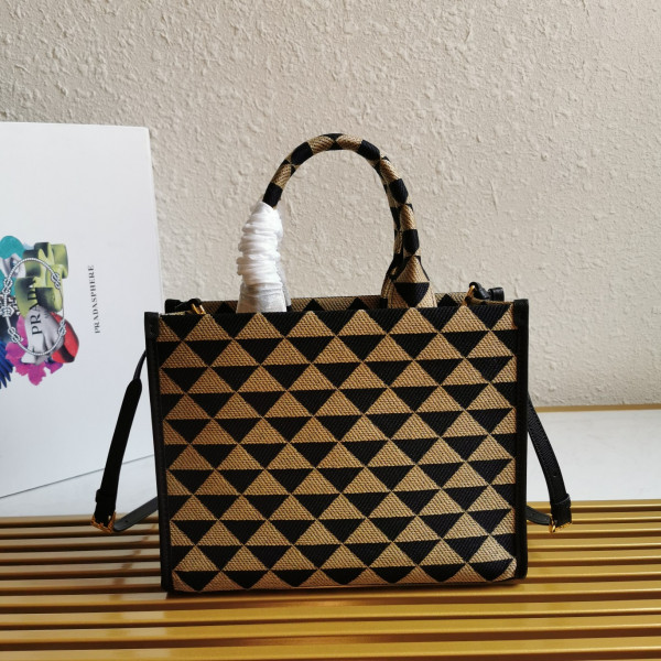 Pra*a small symbole jacquard fabric handbag