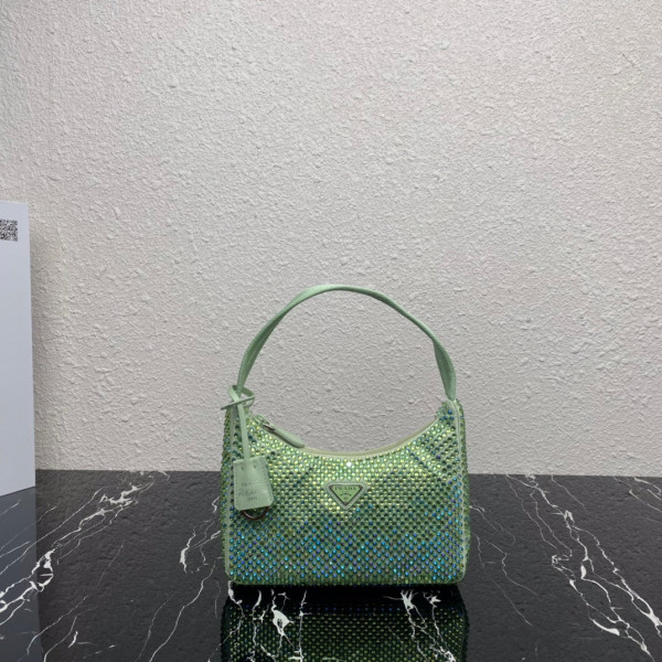 Pra*a satin mini-bag with artificial crystals