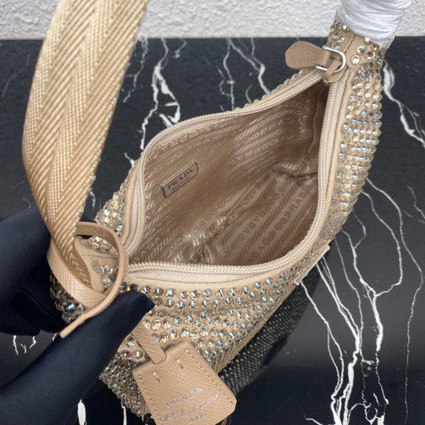 Pra*a satin mini-bag with artificial crystals