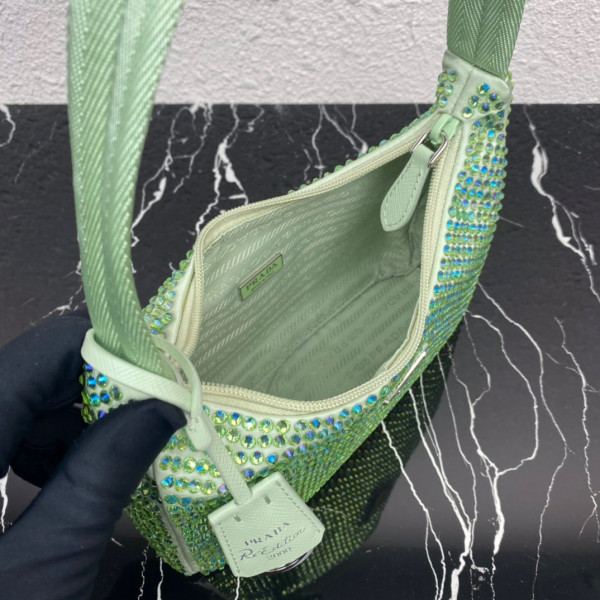 Pra*a satin mini-bag with artificial crystals