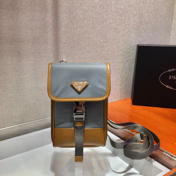 Pra*a nylon and saffiano leather smartphone case