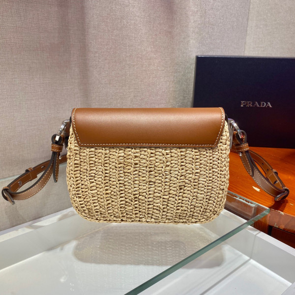 Pra*a raffia and leather shoulder bag