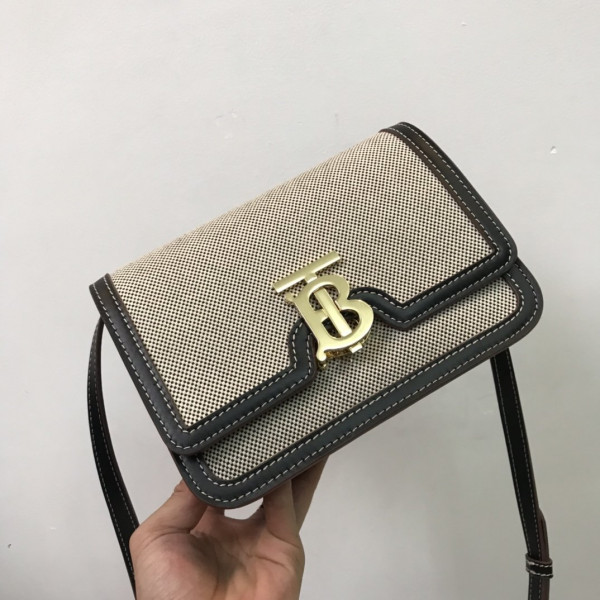B**rry two-tone canvas and leather tb bag