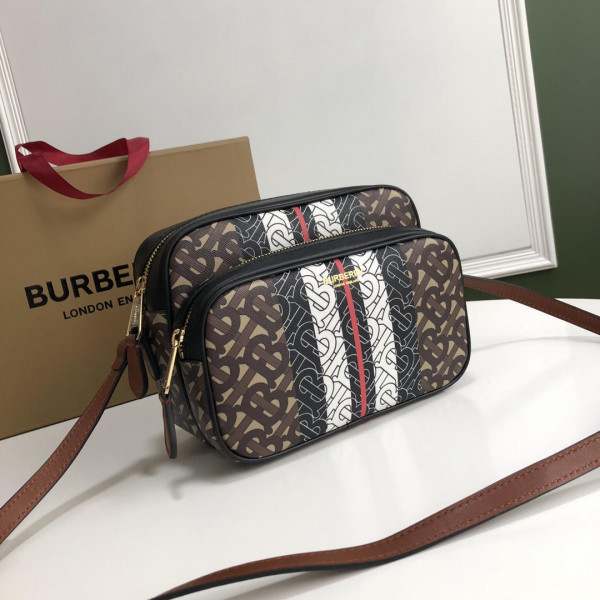 B**rry medium monogram stripe e-canvas camera bag