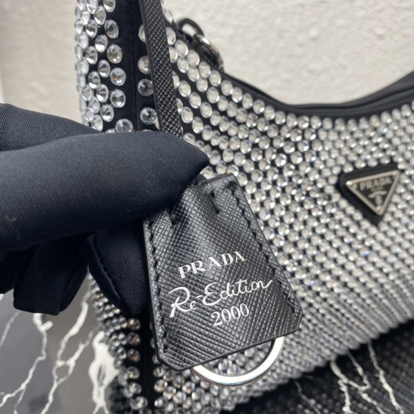 Pra*a satin mini-bag with artificial crystals