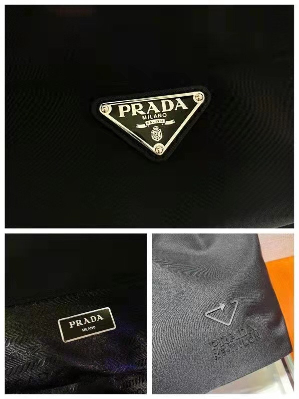 Pra*a re-nylon and saffiano leather tote bag