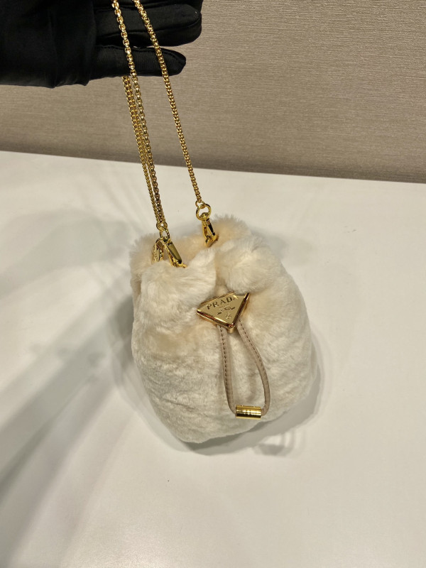 Pra*a shearling bucket bag