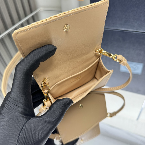 Pra*a cardholder with shoulder strap and crystals