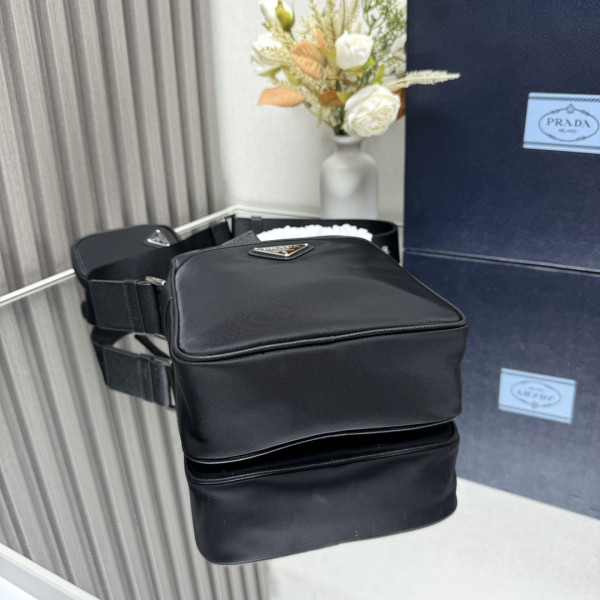 Pra*a re-nylon and saffiano shoulder bag